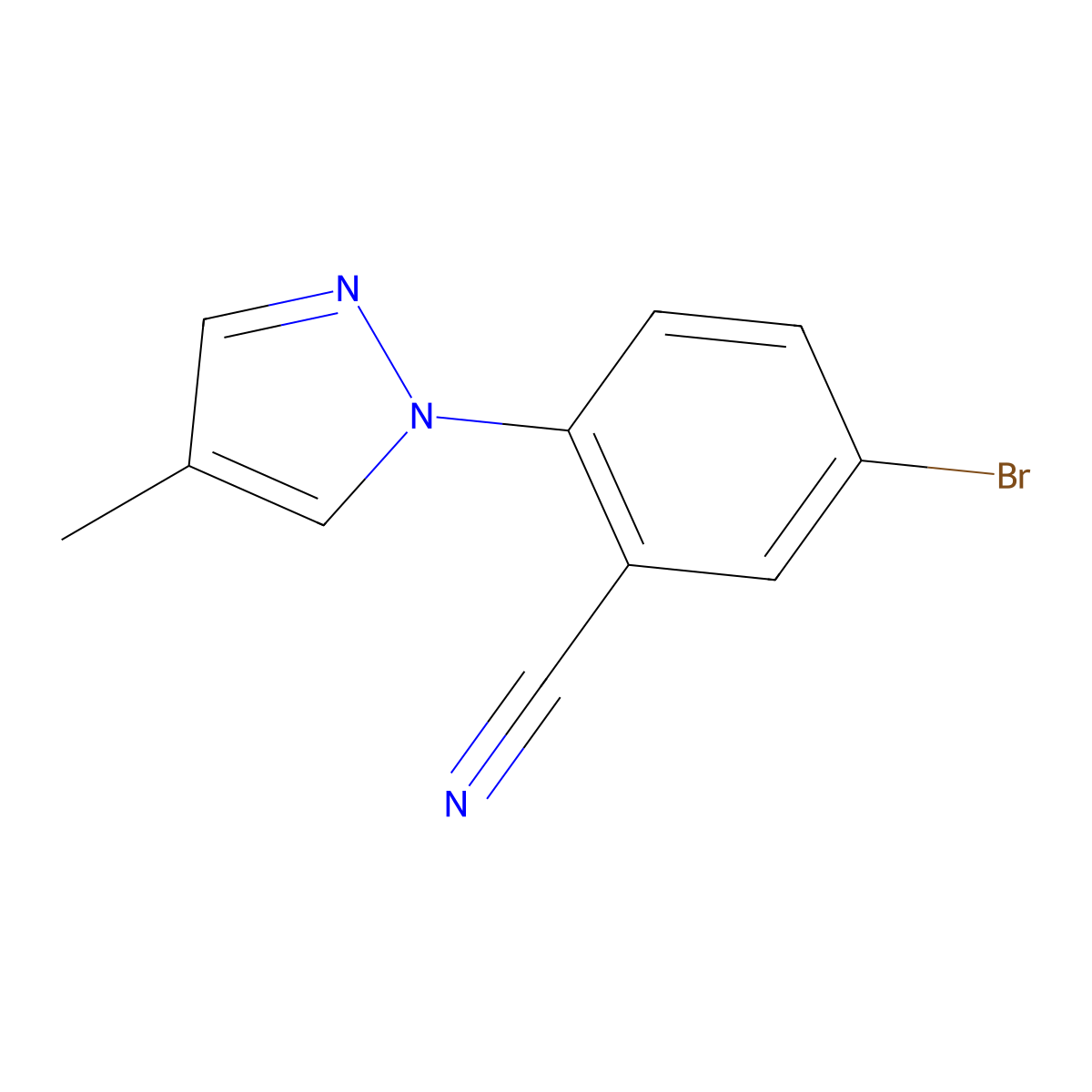 5-bromo-2-(4-methyl-1H-pyrazol-1-yl)benzonitrile molecular structure, CAS 1712845-94-7