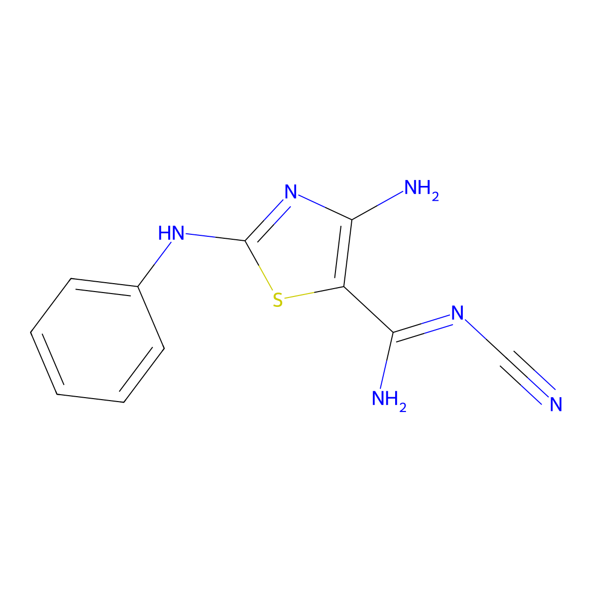 4-Amino-N-cyano-2-(phenylamino)thiazole-5-carboximidamide molecular structure, CAS 171286-69-4