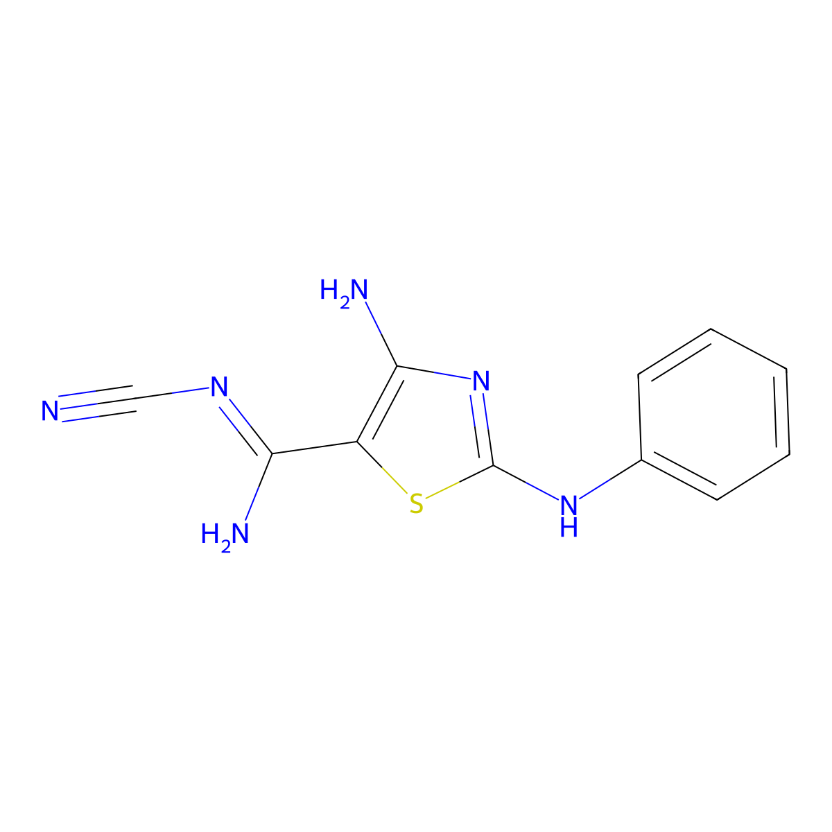 4-Amino-N-cyano-2-(phenylamino)thiazole-5-carboximidamide molecular structure, CAS 171286-69-4