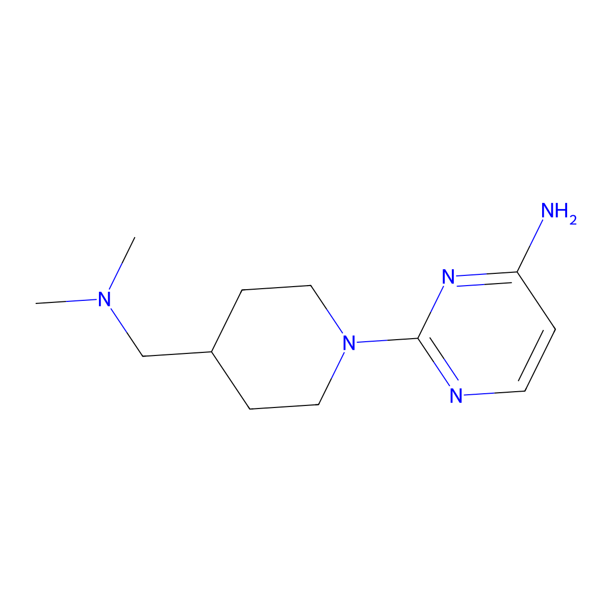 2-{4-[(Dimethylamino)methyl]piperidin-1-yl}pyrimidin-4-amine molecular structure, CAS 1712870-30-8