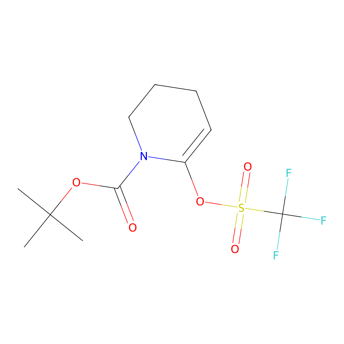 1-(tert-Butyloxycarbonyl)-2-(trifluoromethylsulfonyloxy)-1,4,5,6-tetrahydropyridine molecular structure, CAS 171288-01-0