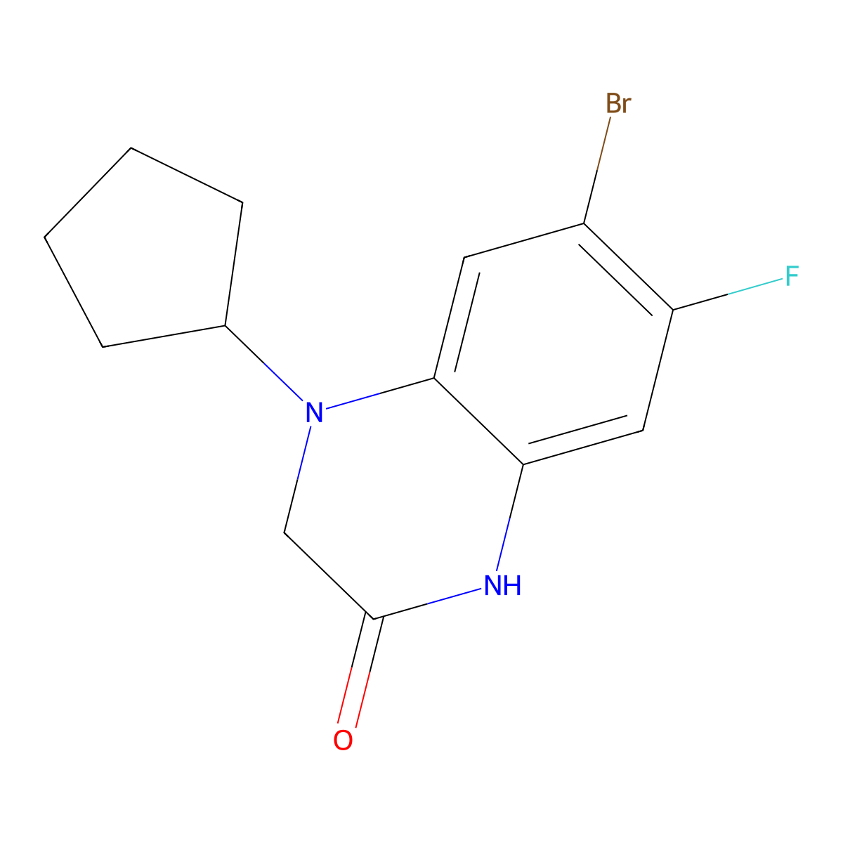 6-Bromo-4-cyclopentyl-7-fluoro-1,2,3,4-tetrahydroquinoxalin-2-one molecular structure, CAS 1712902-48-1