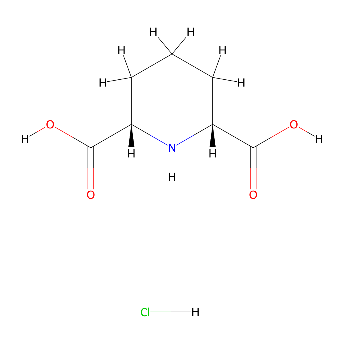 (2R,6S)-piperidine-2,6-dicarboxylic acid hydrochloride molecular structure, CAS 171291-33-1