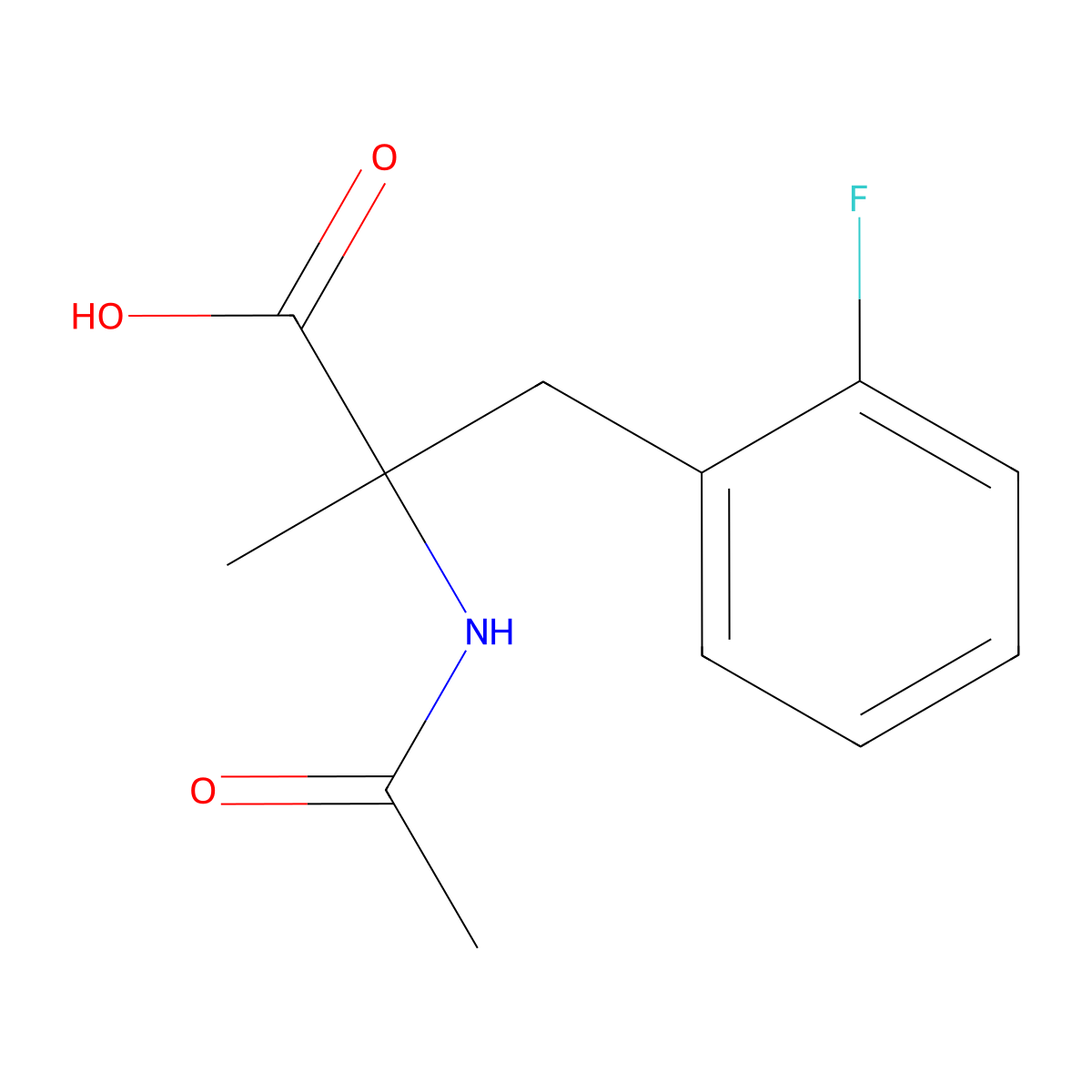 2-Acetamido-3-(2-fluorophenyl)-2-methylpropanoic acid molecular structure, CAS 1712913-73-9