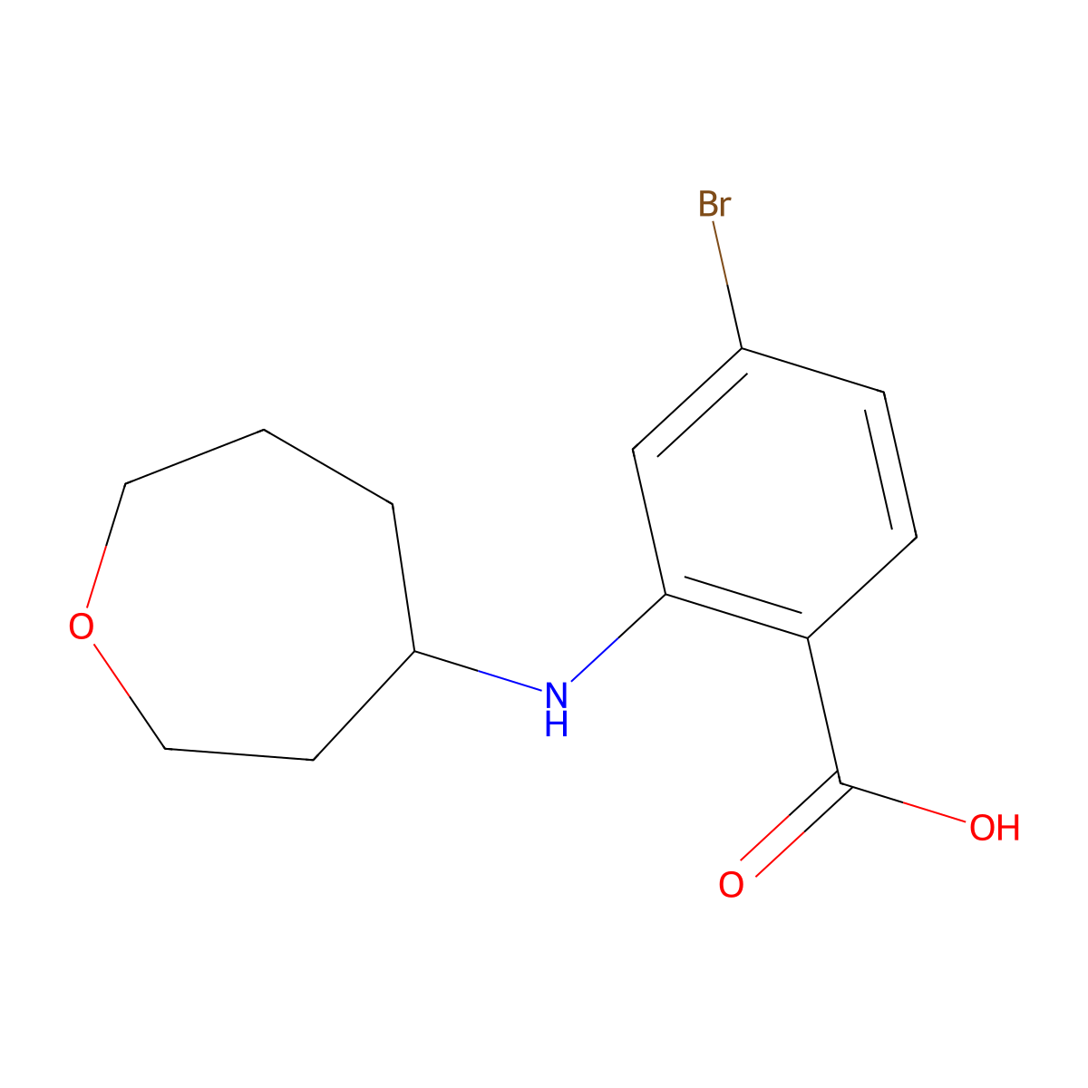 4-Bromo-2-[(oxepan-4-yl)amino]benzoic acid molecular structure, CAS 1713010-86-6