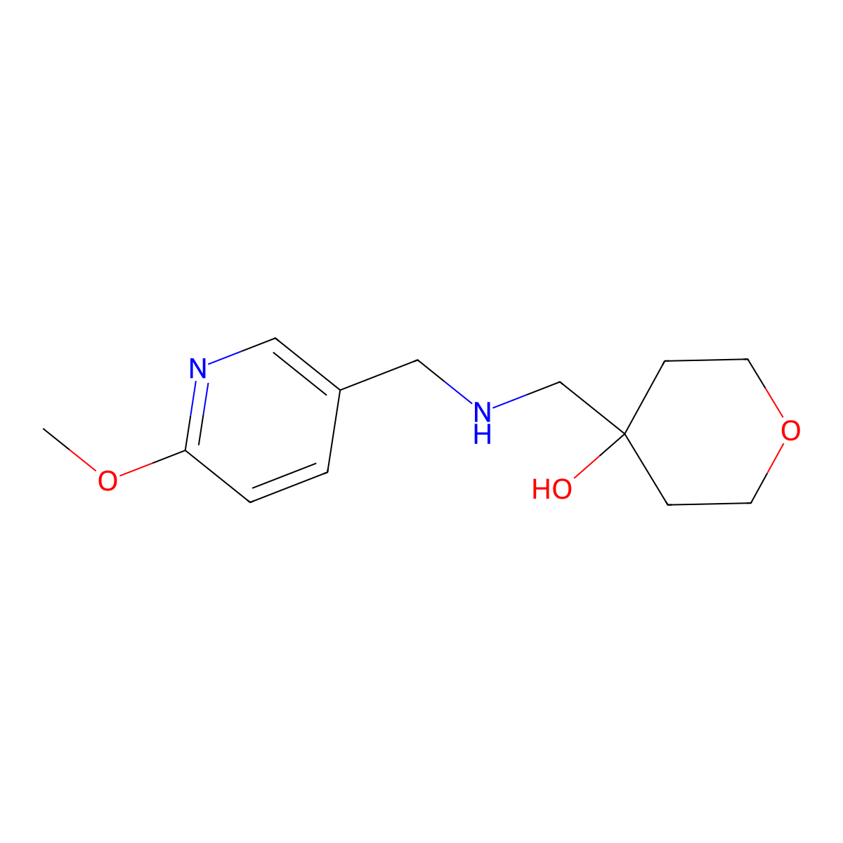 4-({[(6-Methoxypyridin-3-yl)methyl]amino}methyl)oxan-4-ol molecular structure, CAS 1713119-79-9