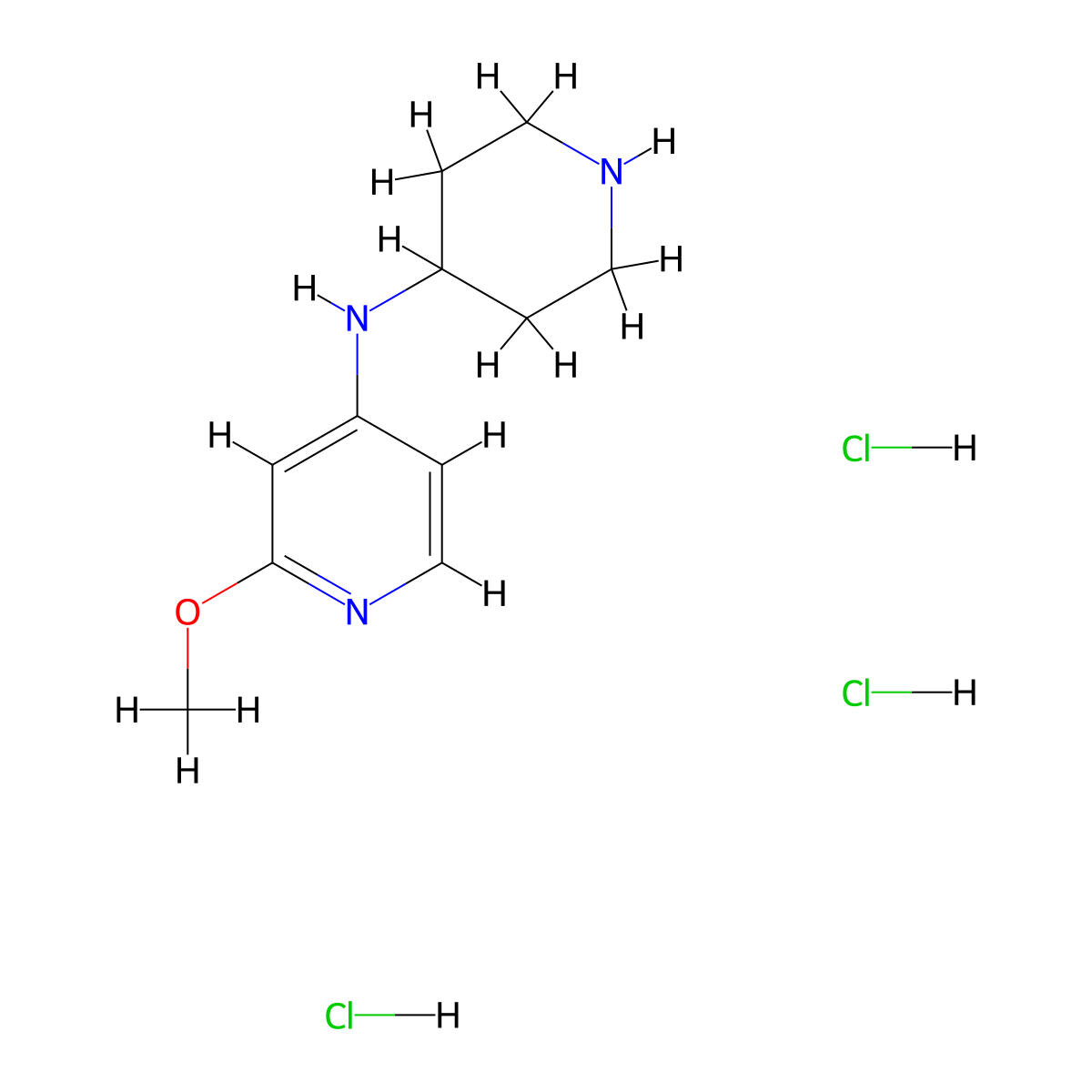 2-Methoxy-N-(piperidin-4-yl)pyridin-4-amine trihydrochloride molecular structure, CAS 1713160-70-3