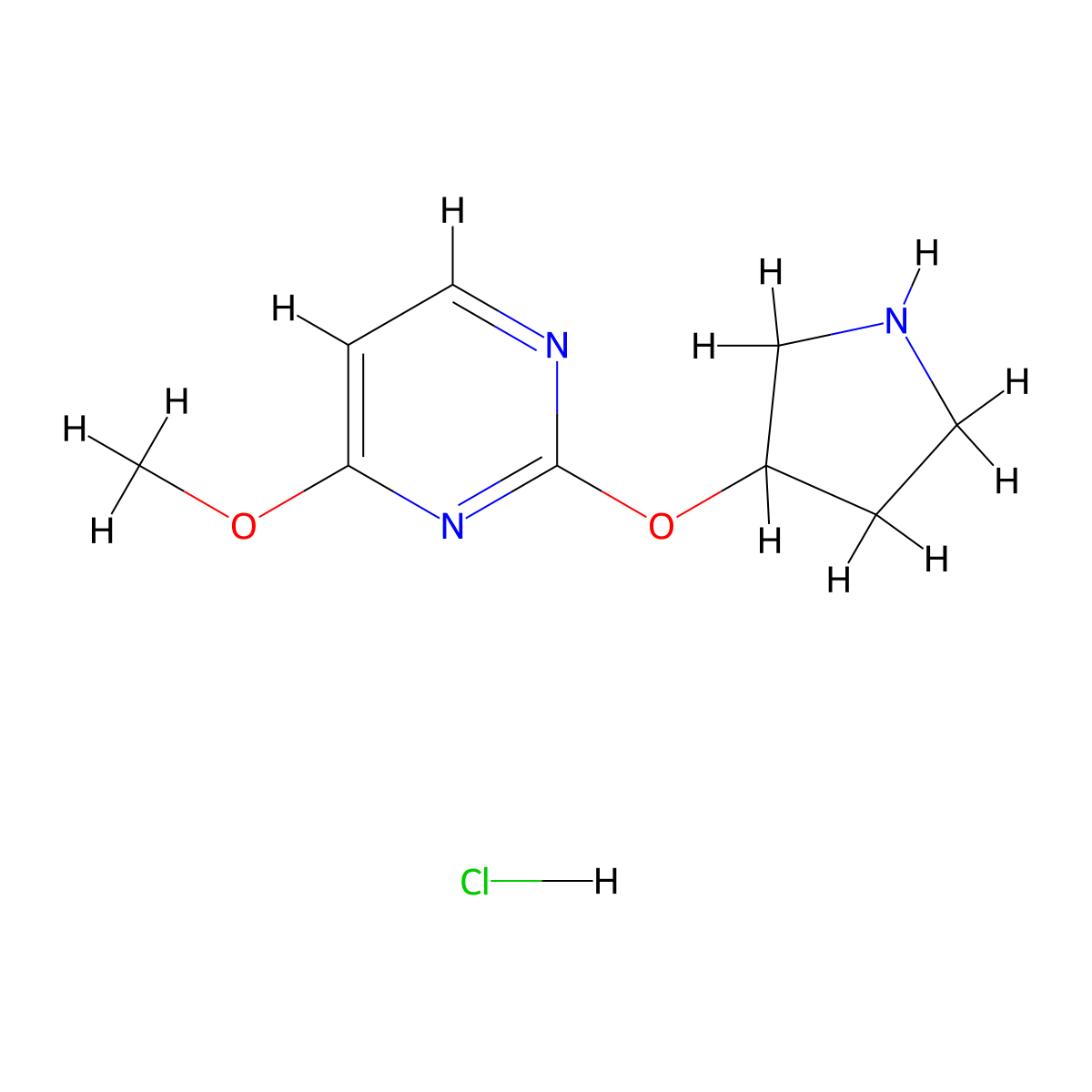 4-Methoxy-2-(pyrrolidin-3-yloxy)pyrimidine hydrochloride molecular structure, CAS 1713160-82-7