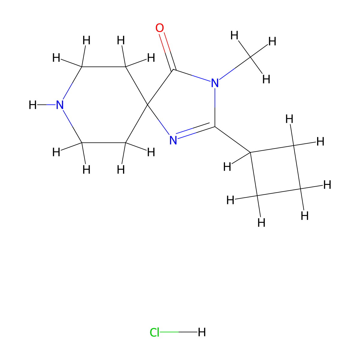 2-Cyclobutyl-3-methyl-1,3,8-triazaspiro[4.5]dec-1-en-4-one hydrochloride molecular structure, CAS 1713162-99-2