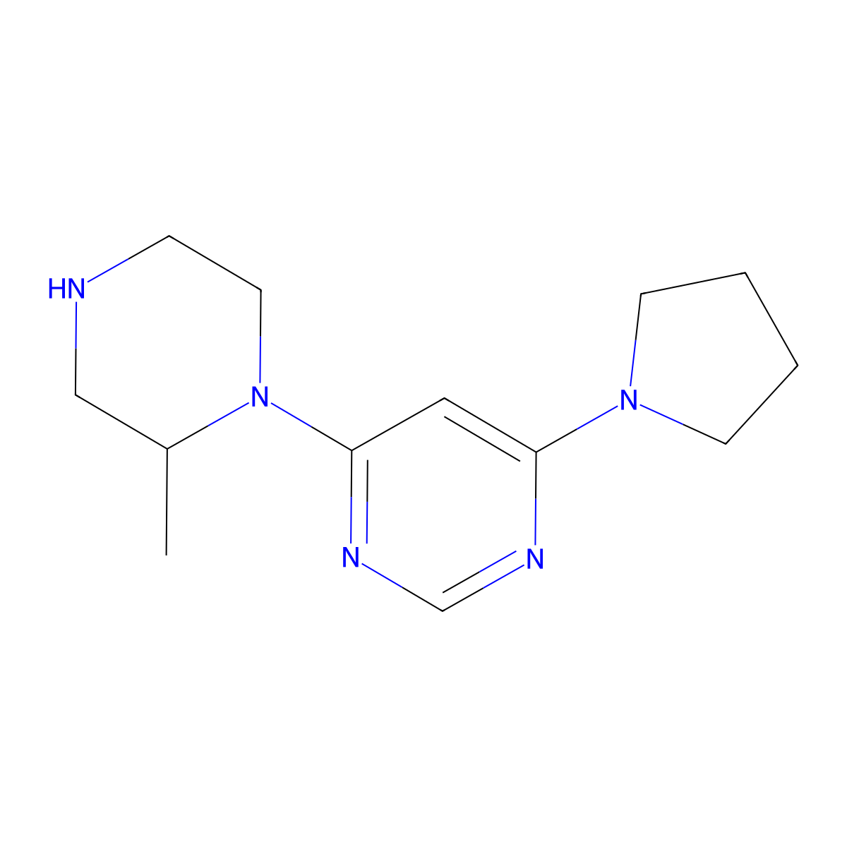 4-(2-Methylpiperazin-1-yl)-6-(pyrrolidin-1-yl)pyrimidine molecular structure, CAS 1713163-17-7
