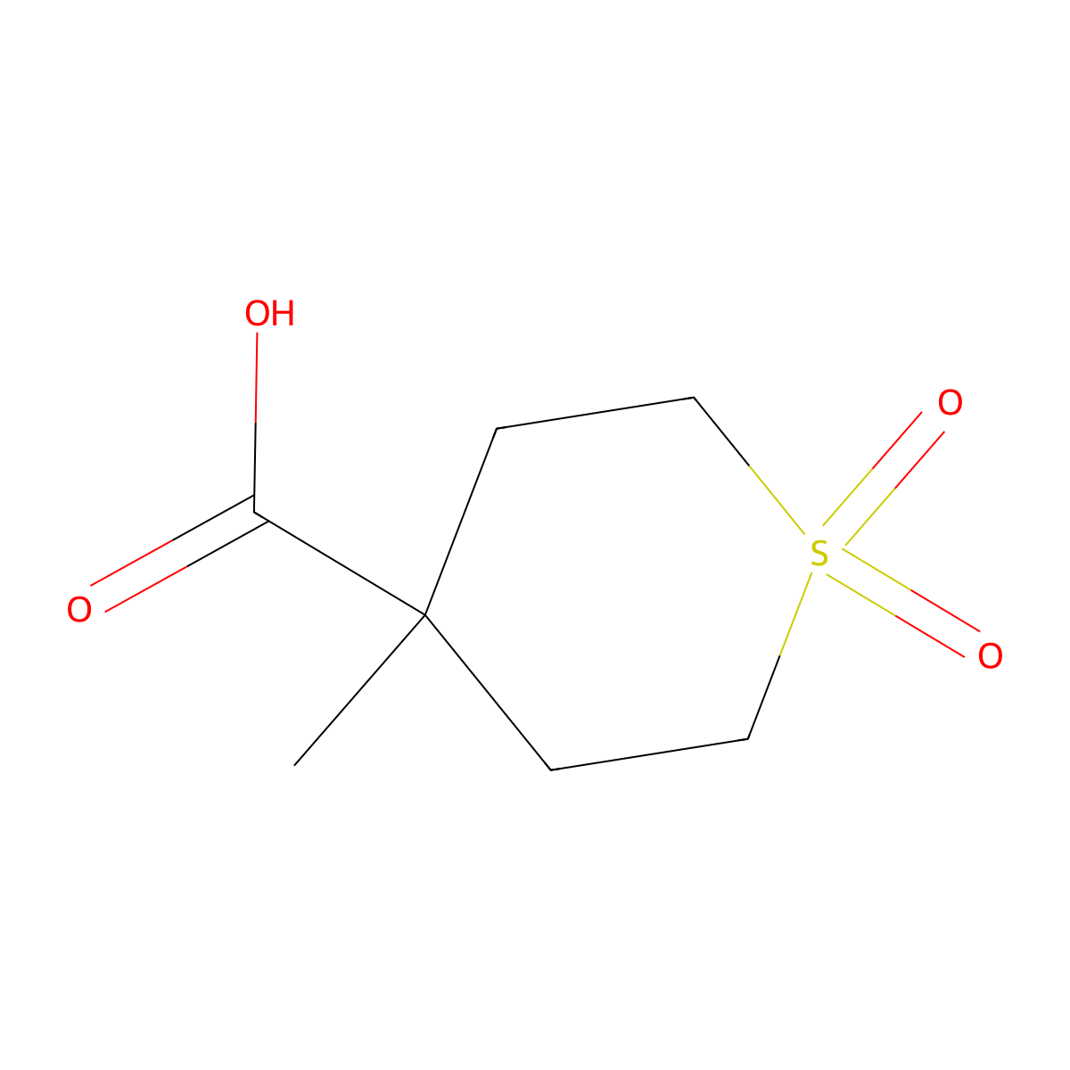 2H-Thiopyran-4-carboxylic acid, tetrahydro-4-methyl-, 1,1-dioxide molecular structure, CAS 1713163-23-5