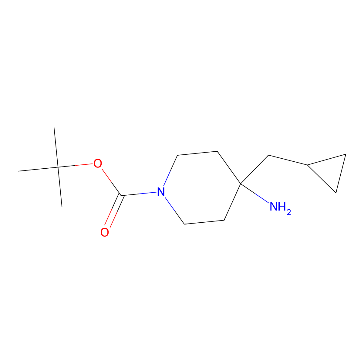 tert-Butyl 4-amino-4-(cyclopropylmethyl)piperidine-1-carboxylate molecular structure, CAS 1713163-27-9