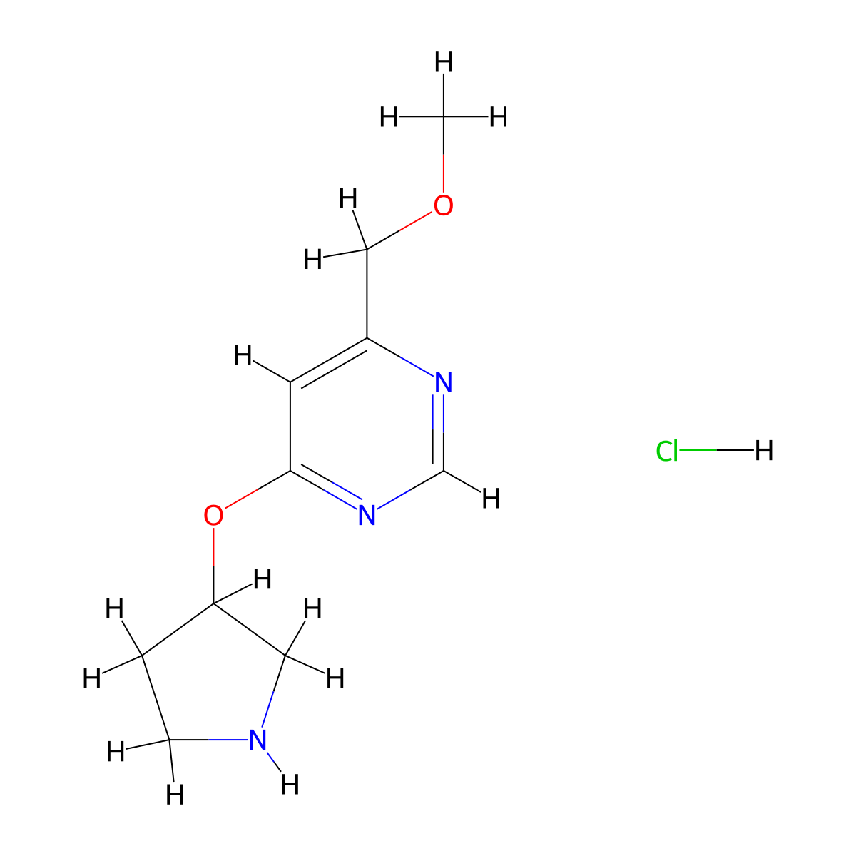 4-(Methoxymethyl)-6-(pyrrolidin-3-yloxy)pyrimidine hydrochloride molecular structure, CAS 1713163-34-8