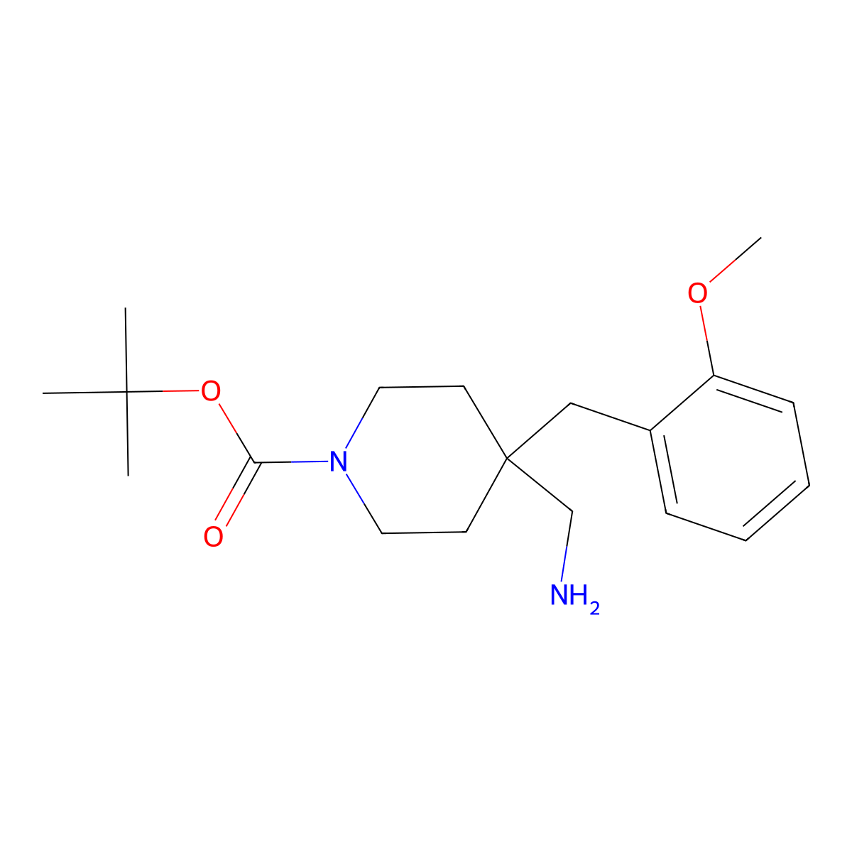 tert-Butyl 4-(aminomethyl)-4-(2-methoxybenzyl)piperidine-1-carboxylate molecular structure, CAS 1713163-37-1