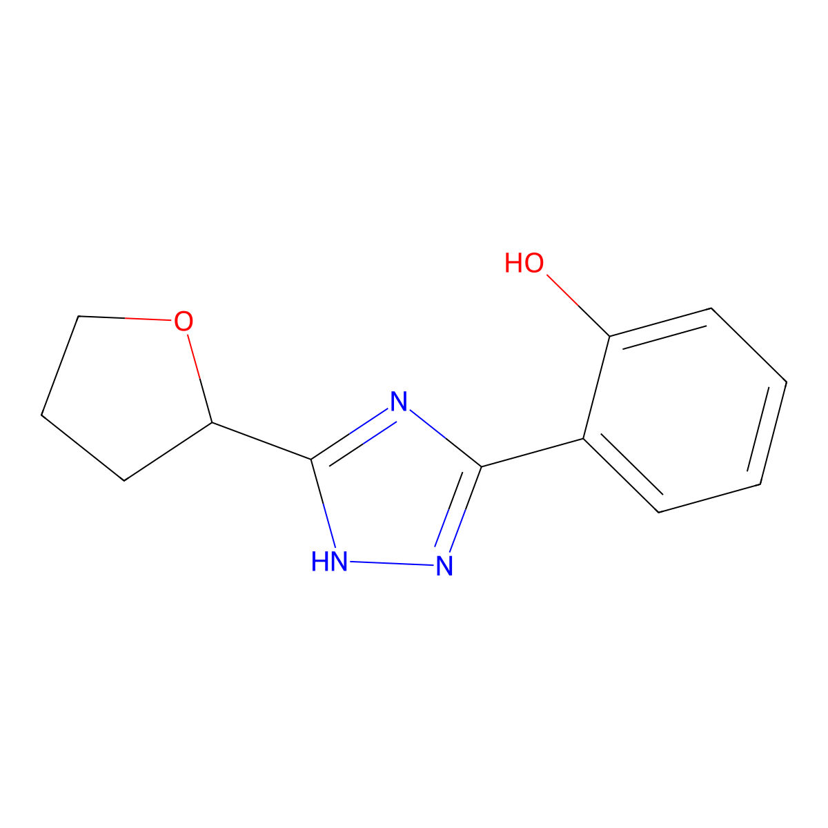 2-(3-(Tetrahydrofuran-2-yl)-1H-1,2,4-triazol-5-yl)phenol molecular structure, CAS 1713163-45-1
