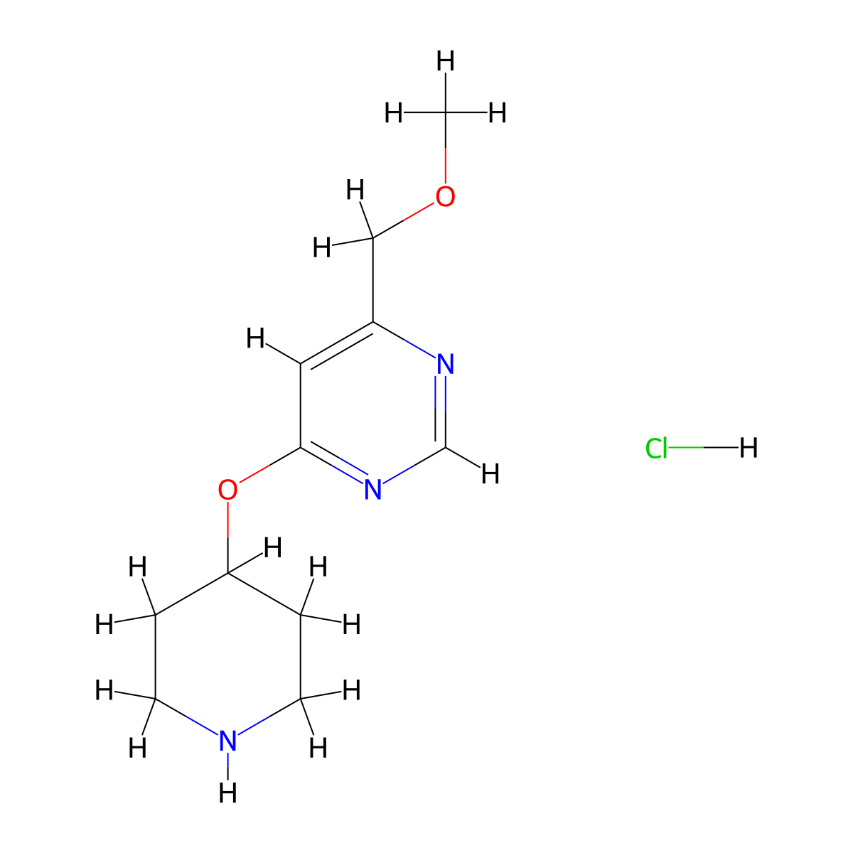 4-(Methoxymethyl)-6-(piperidin-4-yloxy)pyrimidine hydrochloride molecular structure, CAS 1713163-51-9