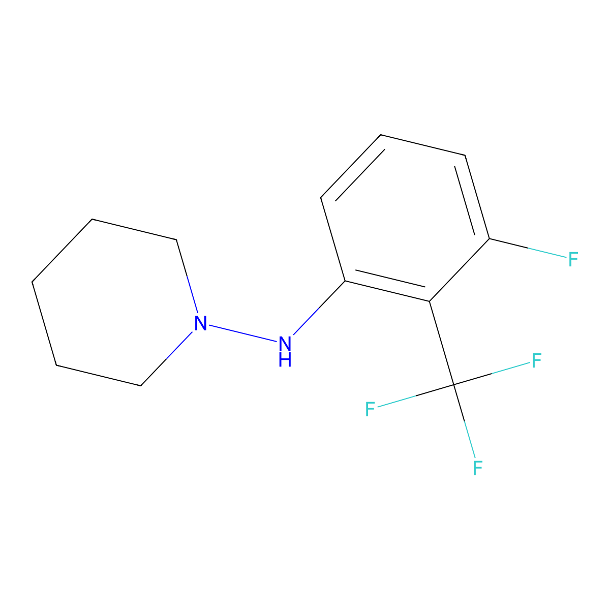 N-(3-Fluoro-2-(trifluoromethyl)-phenyl)piperidin-1-amine molecular structure, CAS 1713163-59-7