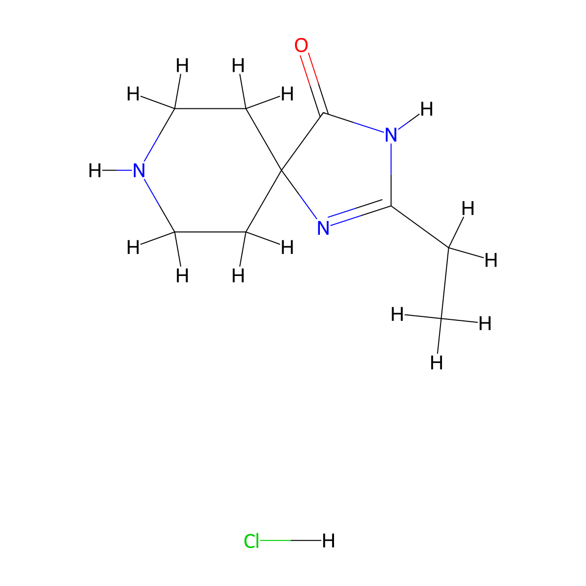 2-Ethyl-1,3,8-triazaspiro[4.5]dec-1-en-4-one hydrochloride molecular structure, CAS 1713163-91-7