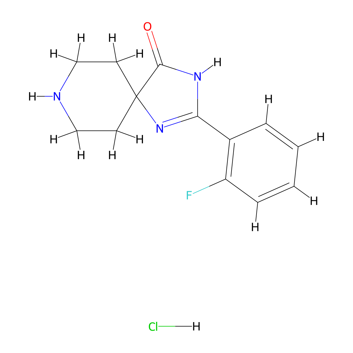2-(2-Fluorophenyl)-1,3,8-triazaspiro[4.5]dec-1-en-4-one hydrochloride molecular structure, CAS 1713163-98-4