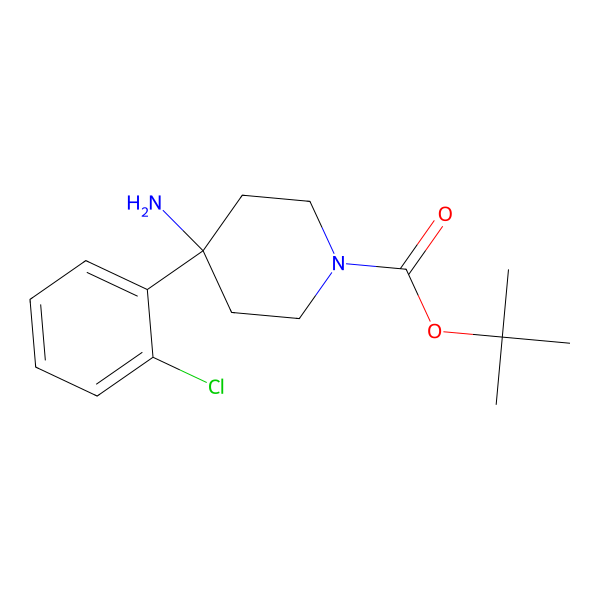 tert-Butyl 4-amino-4-(2-chlorophenyl)piperidine-1-carboxylate molecular structure, CAS 1713164-00-1