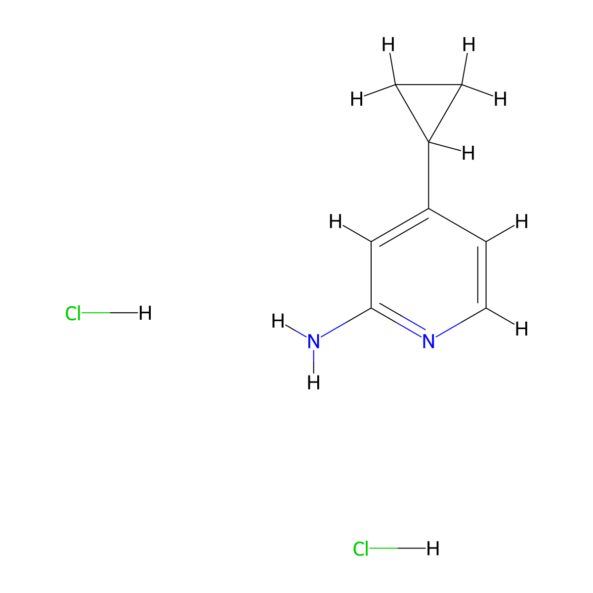 4-Cyclopropylpyridin-2-amine dihydrochloride molecular structure, CAS 1713164-04-5