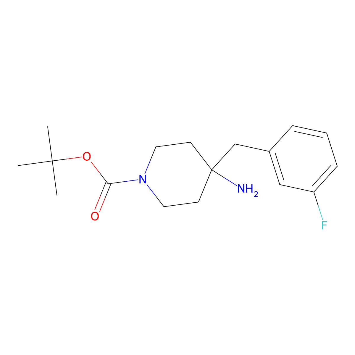 tert-Butyl 4-amino-4-(3-fluorobenzyl)piperidine-1-carboxylate molecular structure, CAS 1713164-10-3