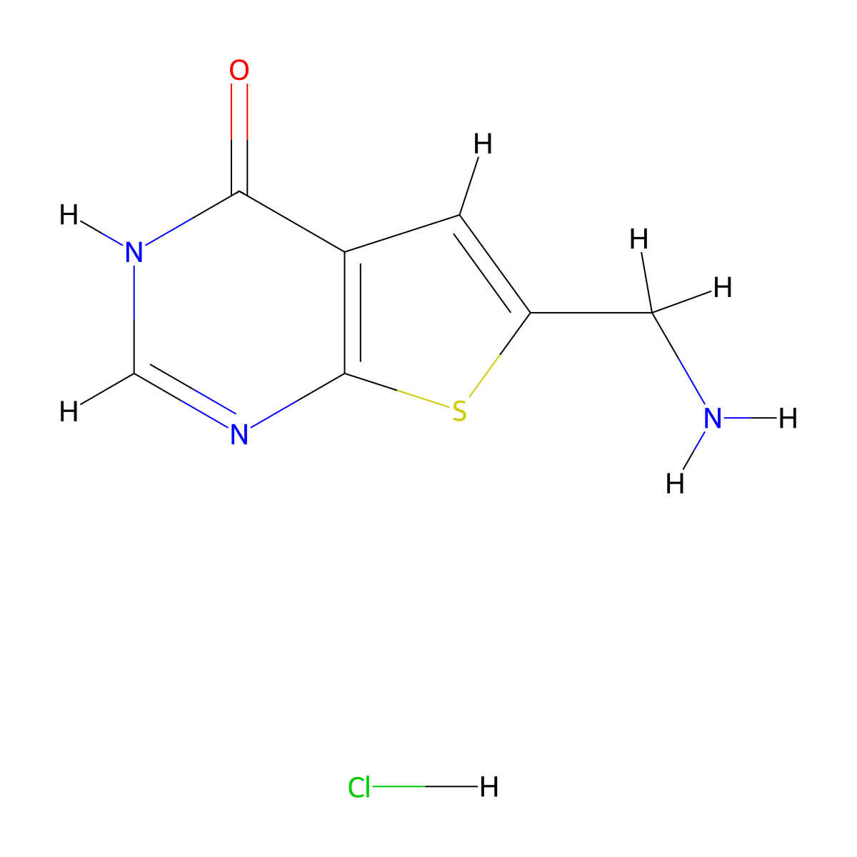 6-(aminomethyl)-3H,4H-thieno[2,3-d]pyrimidin-4-one hydrochloride molecular structure, CAS 1713164-14-7