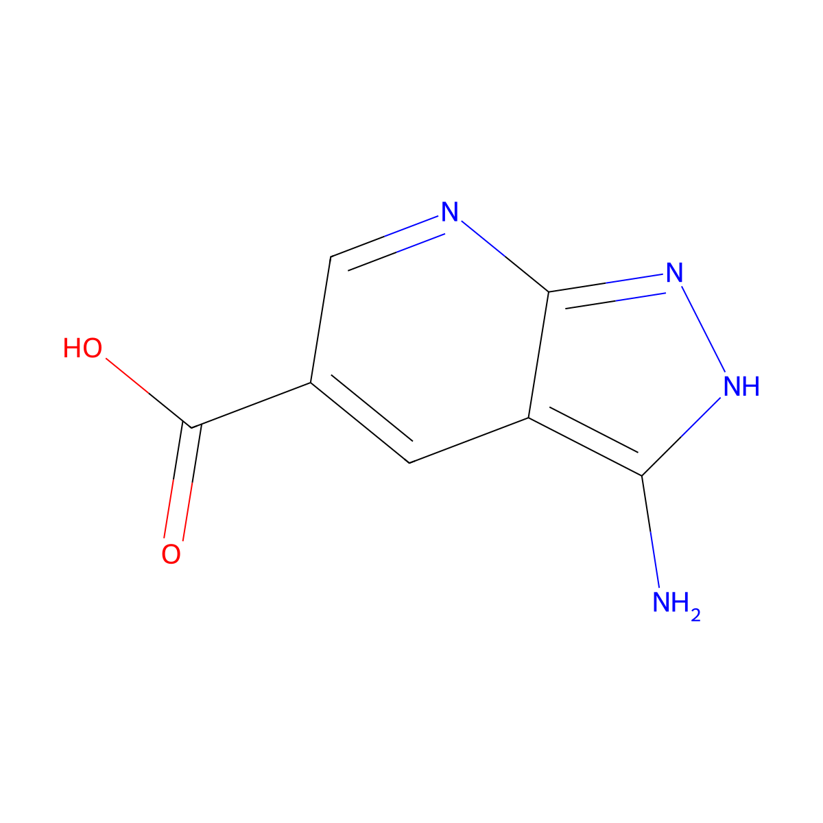 3-amino-1H-pyrazolo[3,4-b]pyridine-5-carboxylic acid molecular structure, CAS 1713164-20-5