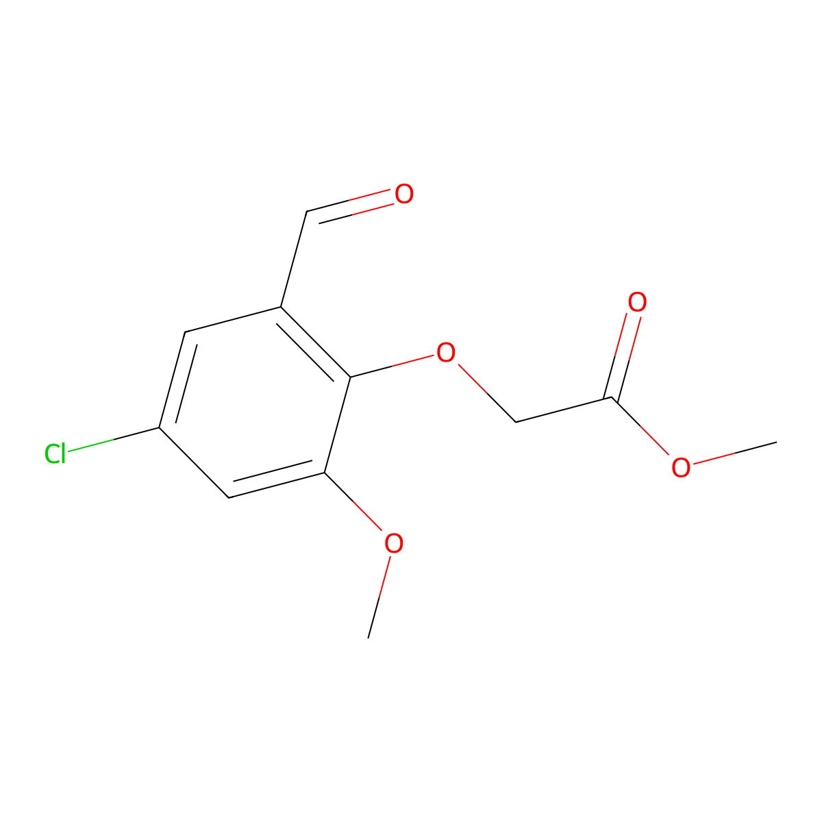 Methyl (4-chloro-2-formyl-6-methoxyphenoxy)acetate molecular structure, CAS 1713174-72-1