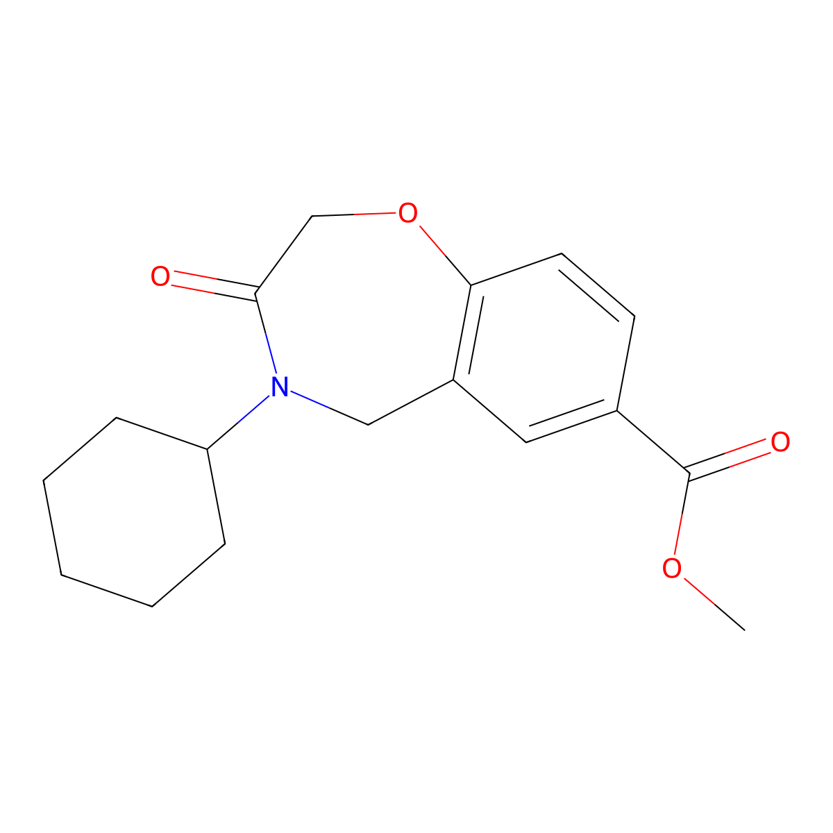 Methyl 4-cyclohexyl-3-oxo-2,3,4,5-tetrahydrobenzo[f][1,4]oxazepine-7-carboxylate molecular structure, CAS 1713174-85-6