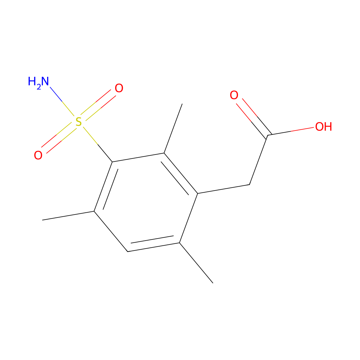 2-(2,4,6-Trimethyl-3-sulfamoylphenyl)acetic acid molecular structure, CAS 1713193-12-4