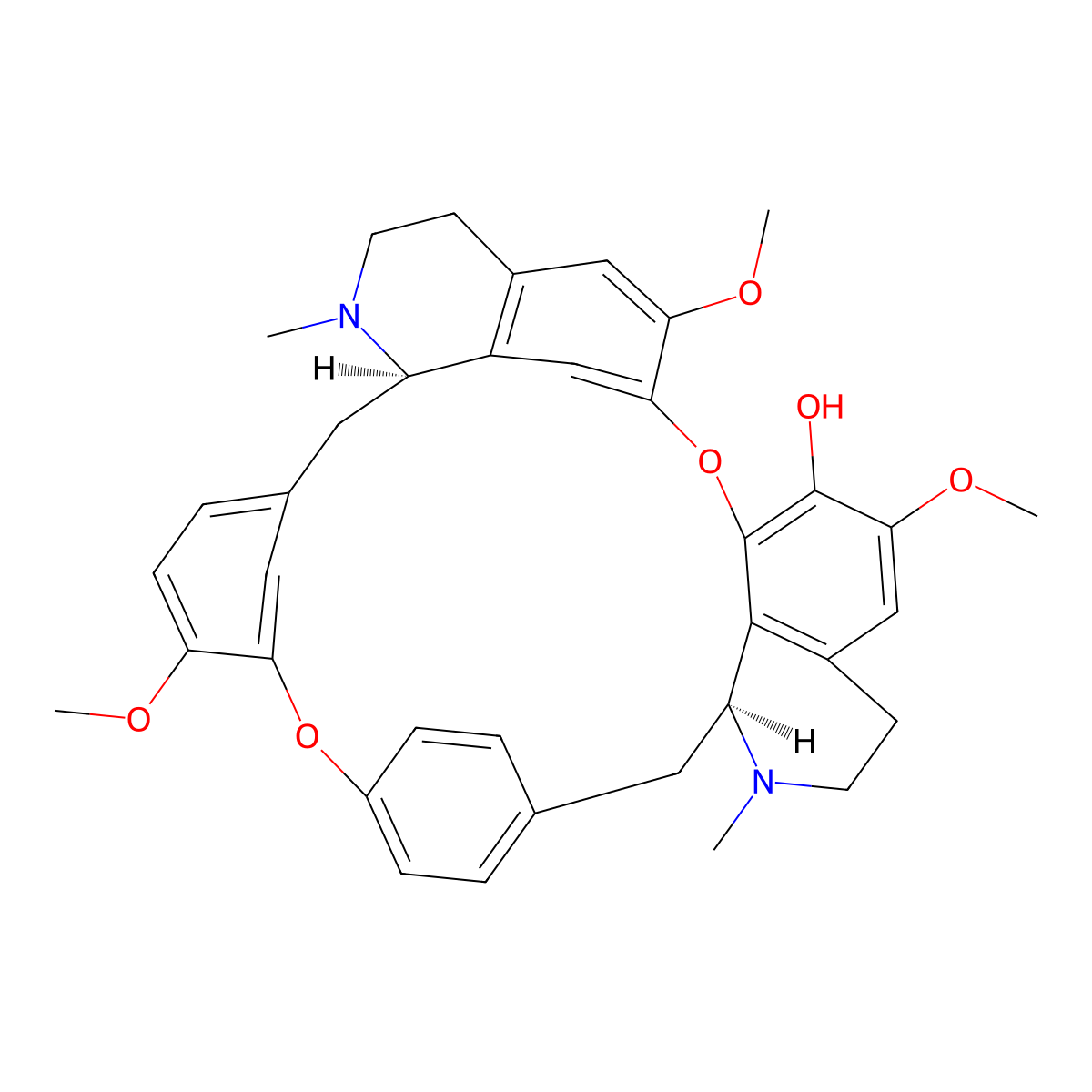 (4aR,16aS)-3,4,4a,5,16a,17,18,19-Octahydro-9,21,26-trimethoxy-4,17-dimethyl-2H-1,24:12,15-dietheno-6,10-metheno-16H-pyrido(2',3':17,18)(1,10)dioxacycloeicosino(2,3,4-ij)isoquinolin-22-ol molecular structure, CAS 17132-74-0