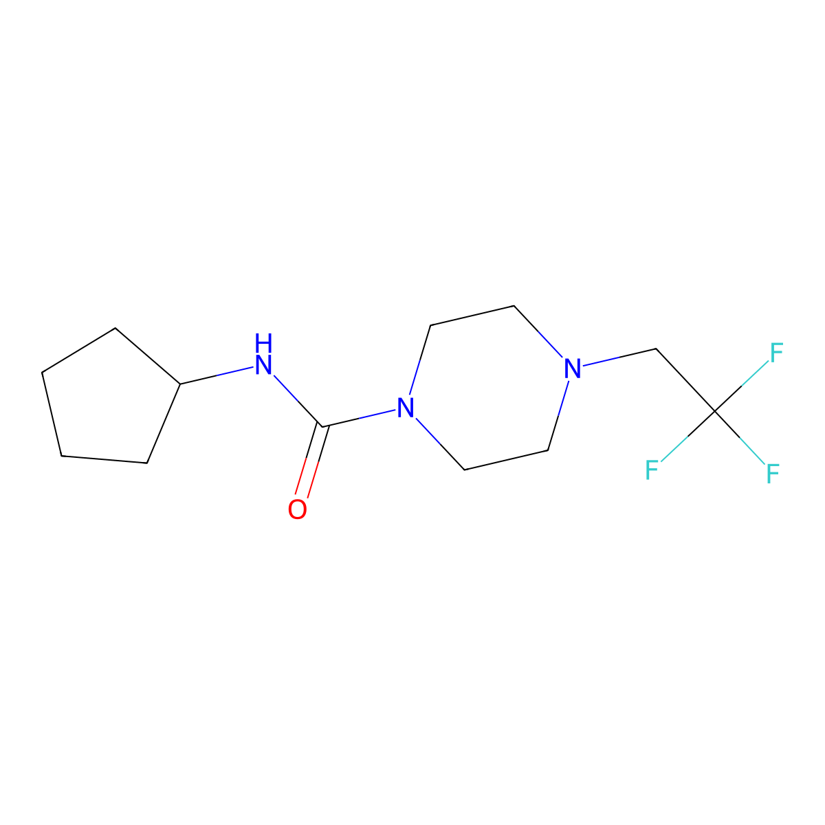 N-cyclopentyl-4-(2,2,2-trifluoroethyl)piperazine-1-carboxamide molecular structure, CAS 1713210-75-3