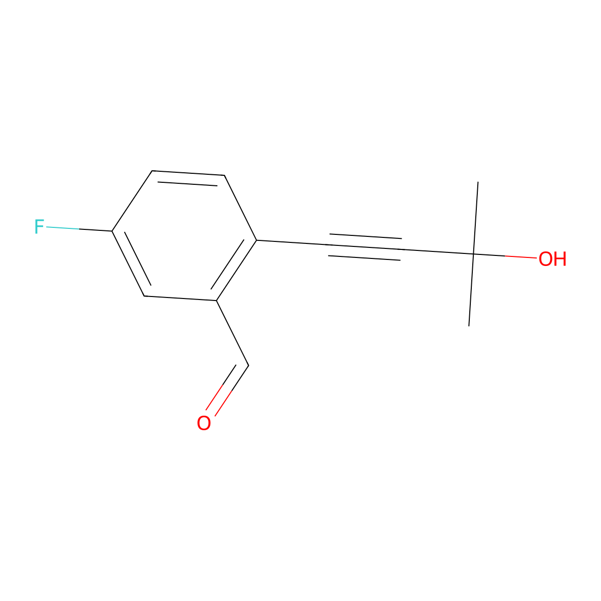 5-Fluoro-2-(3-hydroxy-3-methyl-1-butyn-1-yl)benzaldehyde molecular structure, CAS 1713247-58-5