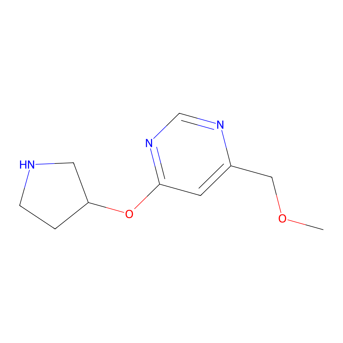 4-(Methoxymethyl)-6-pyrrolidin-3-yloxypyrimidine molecular structure, CAS 1713316-47-2