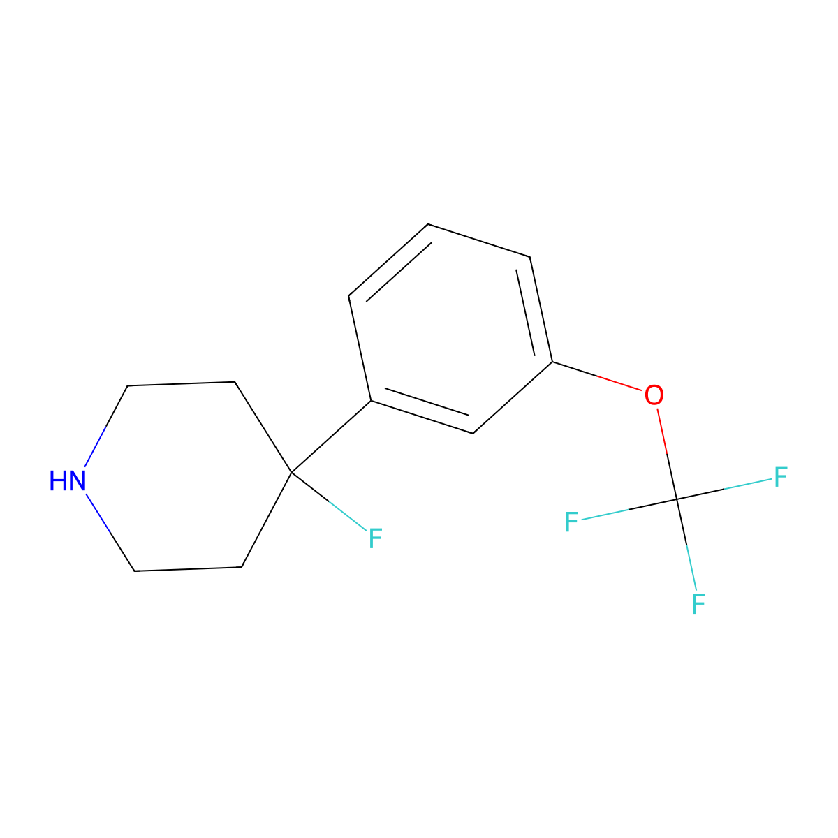 4-Fluoro-4-[3-(trifluoromethoxy)phenyl]piperidine molecular structure, CAS 1713333-73-3