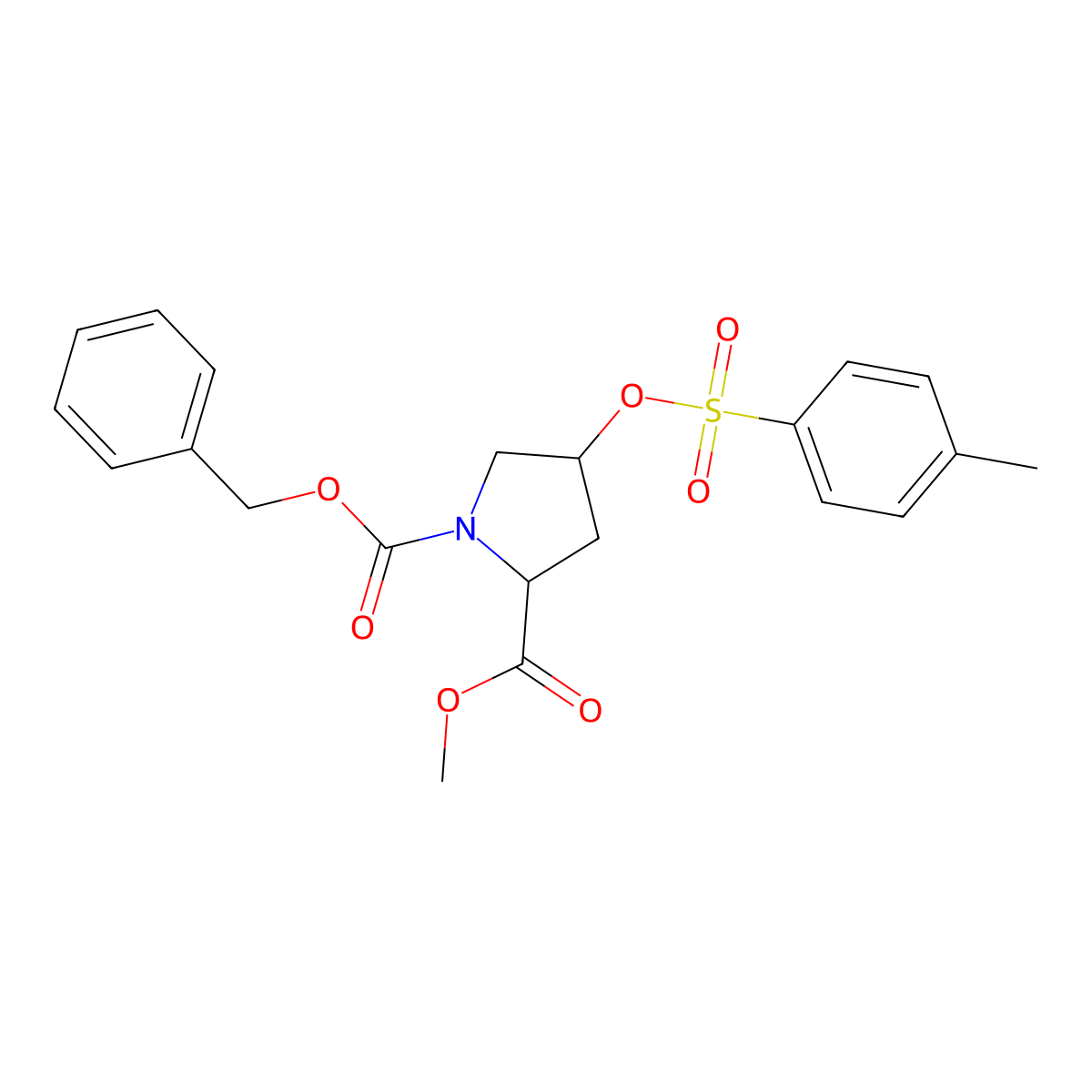1-benzyl 2-methyl (4R)-4-[(4-methylbenzenesulfonyl)oxy]pyrrolidine-1,2-dicarboxylate molecular structure, CAS 171335-95-8