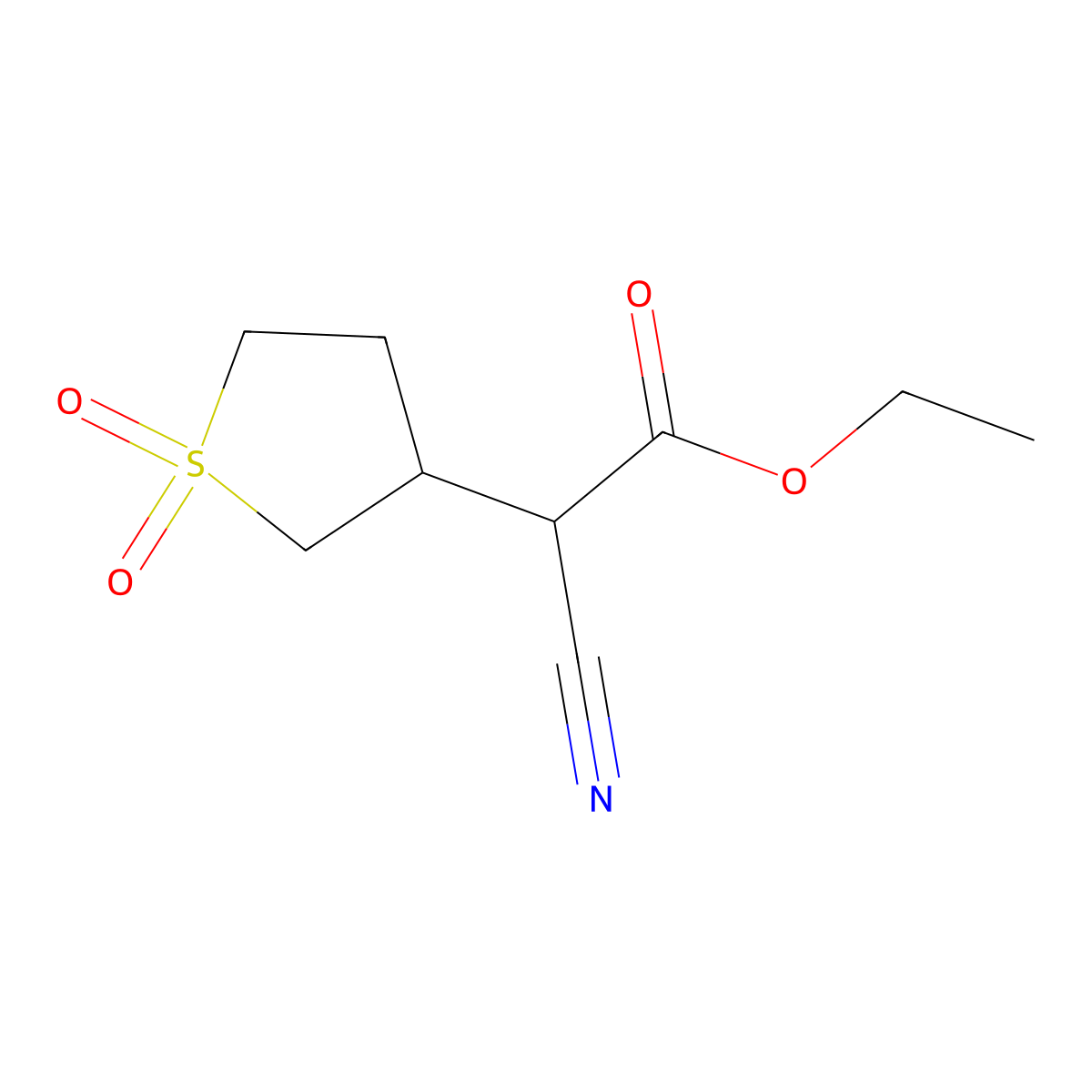 Ethyl 2-cyano-2-(1,1-dioxo-1lambda6-thiolan-3-yl)acetate molecular structure, CAS 17134-14-4