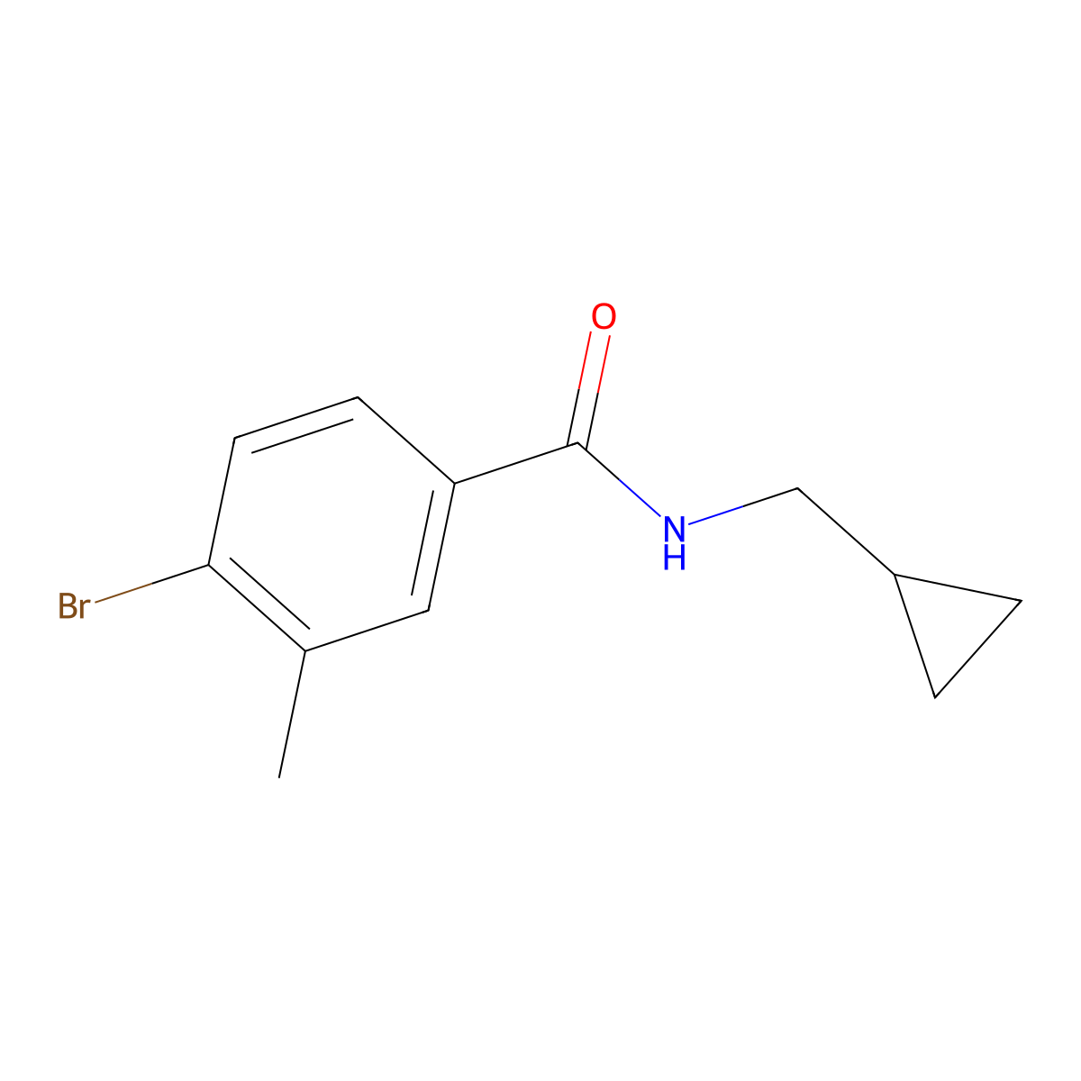 4-Bromo-N-(cyclopropylmethyl)-3-methylbenzamide molecular structure, CAS 1713436-22-6