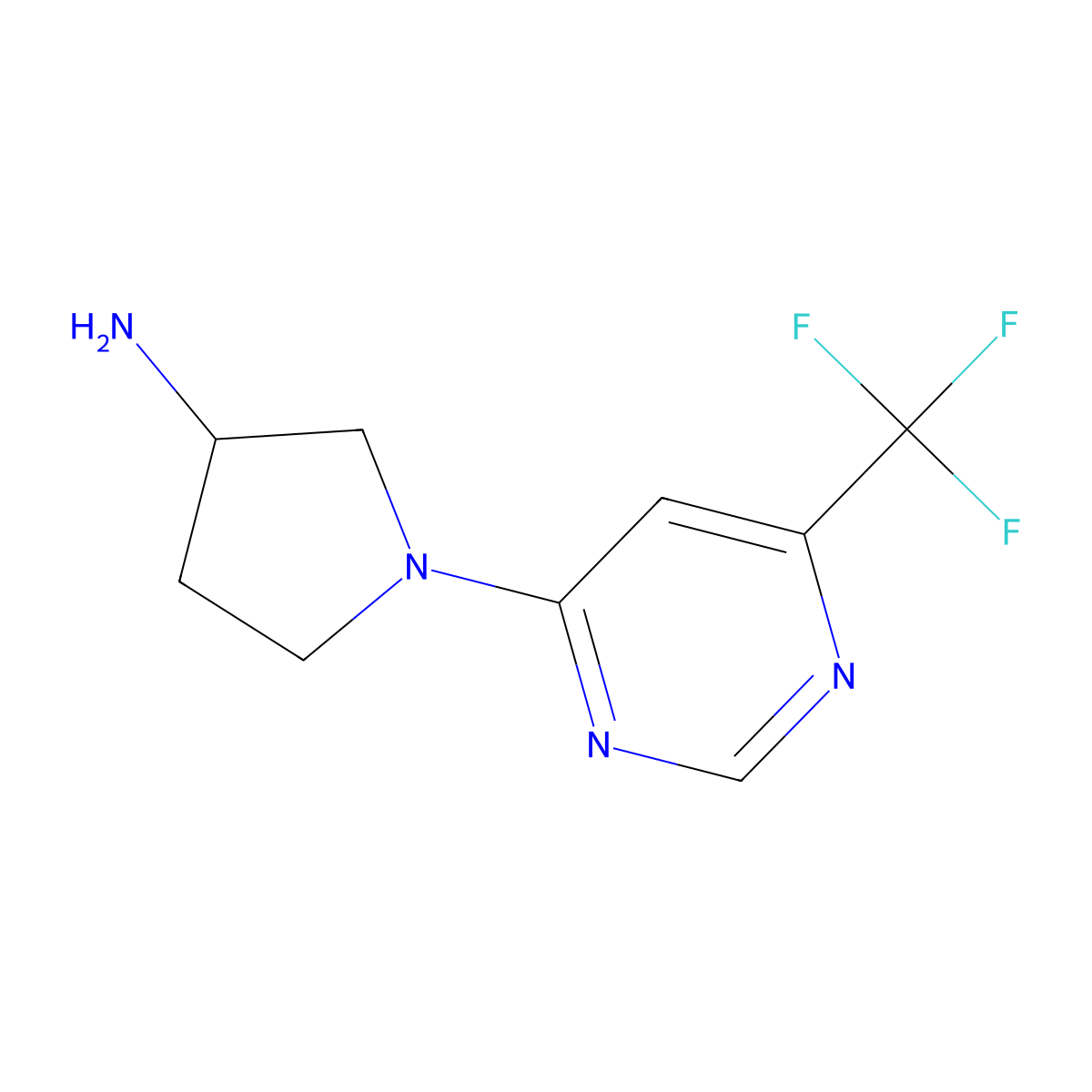 1-(6-(Trifluoromethyl)pyrimidin-4-yl)pyrrolidin-3-amine molecular structure, CAS 1713462-58-8