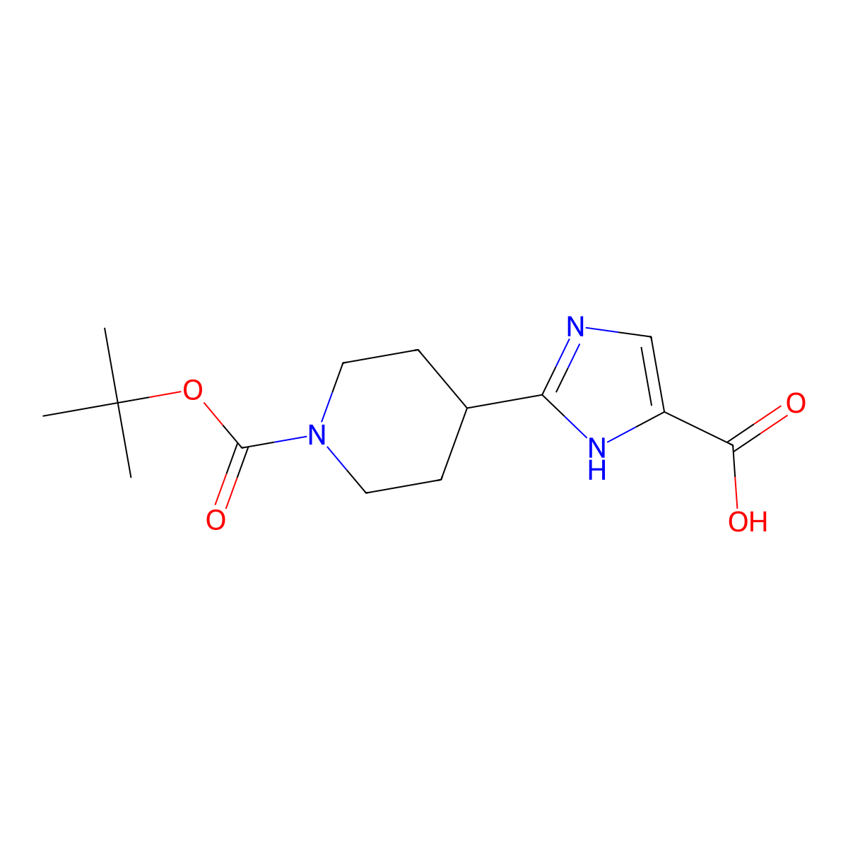 2-{1-[(tert-butoxy)carbonyl]piperidin-4-yl}-1H-imidazole-4-carboxylic acid molecular structure, CAS 1713463-39-8