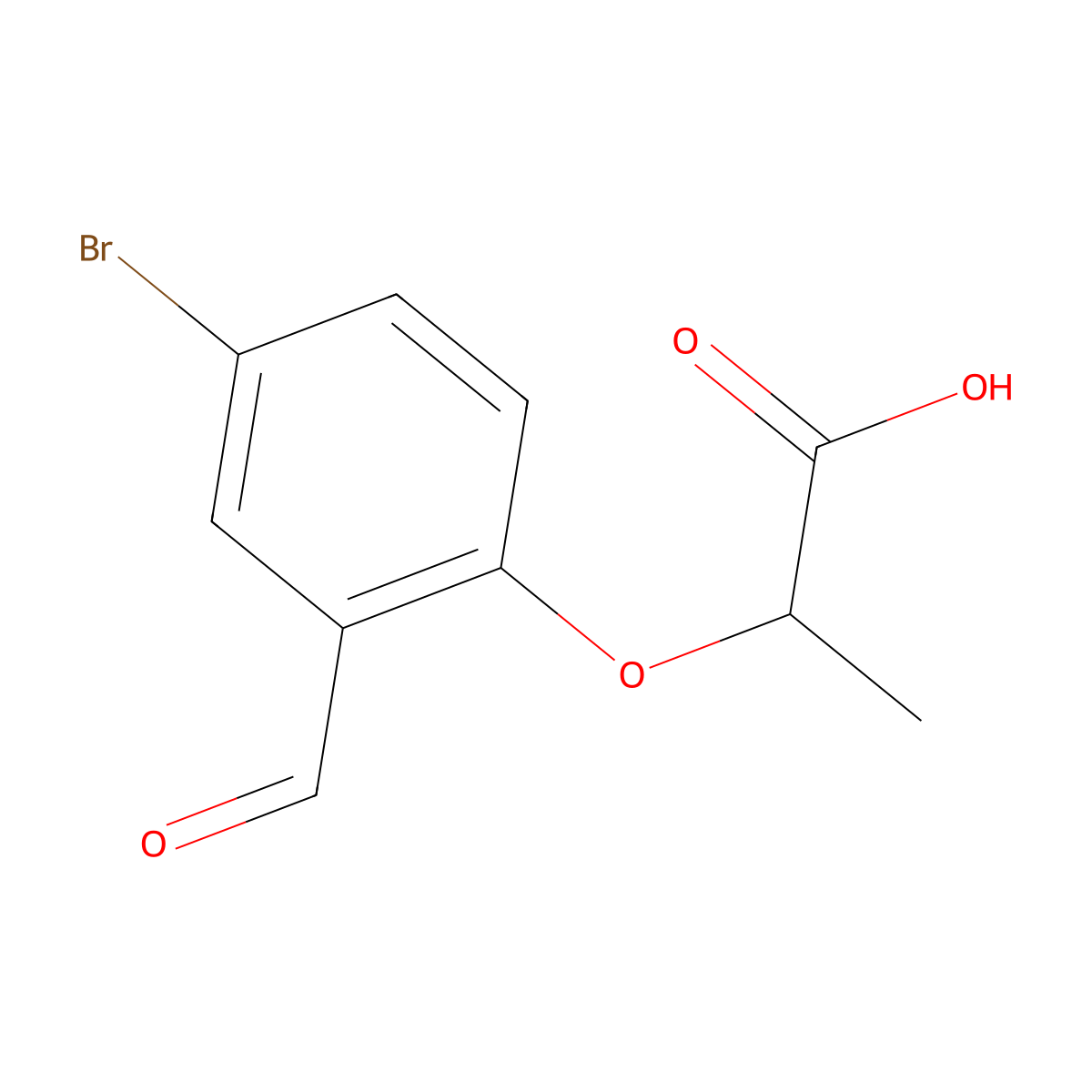 2-(4-Bromo-2-formylphenoxy)propanoic acid molecular structure, CAS 171347-47-0