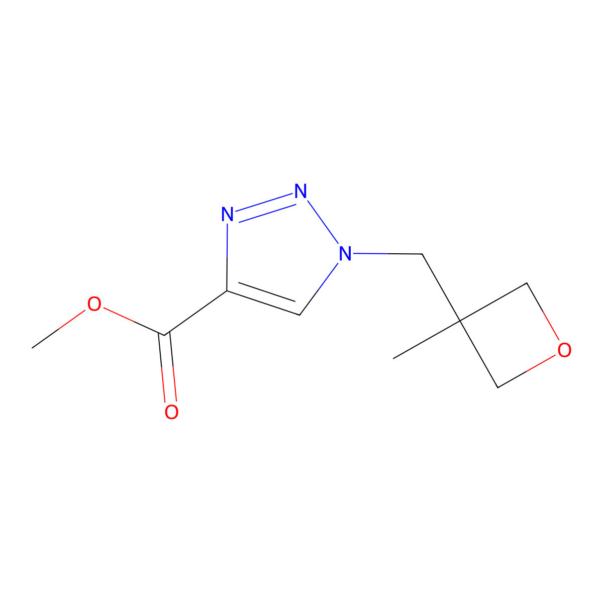 Methyl 1-((3-methyloxetan-3-yl)methyl)-1H-1,2,3-triazole-4-carboxylate molecular structure, CAS 1713476-46-0