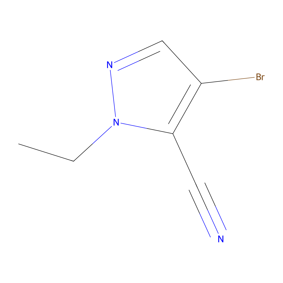 4-Bromo-1-ethyl-1H-pyrazole-5-carbonitrile molecular structure, CAS 1713477-25-8