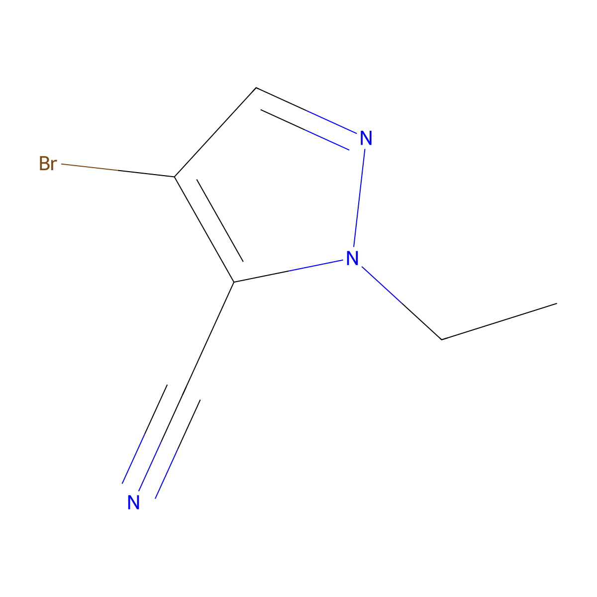 4-Bromo-1-ethyl-1H-pyrazole-5-carbonitrile molecular structure, CAS 1713477-25-8
