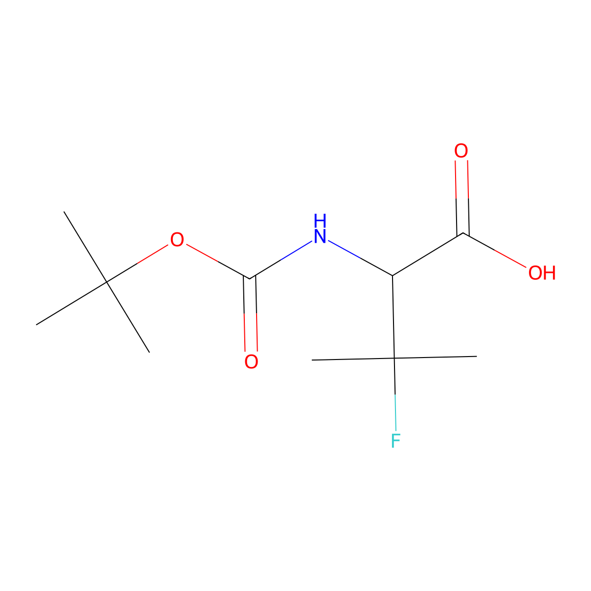 2-(((Tert-butoxy)carbonyl)amino)-3-fluoro-3-methylbutanoic acid molecular structure, CAS 171348-52-0