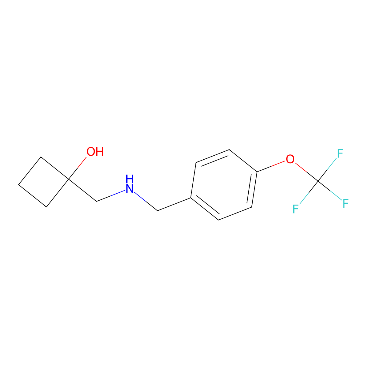1-[({[4-(Trifluoromethoxy)phenyl]methyl}amino)methyl]cyclobutan-1-ol molecular structure, CAS 1713507-34-6