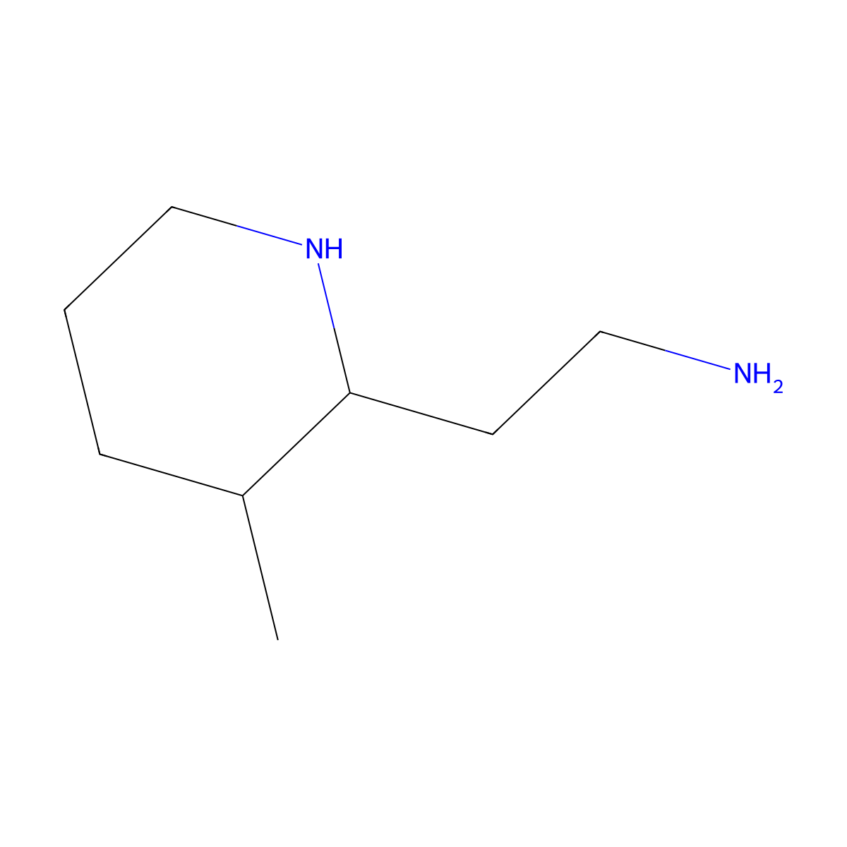 2-(3-Methylpiperidin-2-yl)ethan-1-amine molecular structure, CAS 171351-25-0