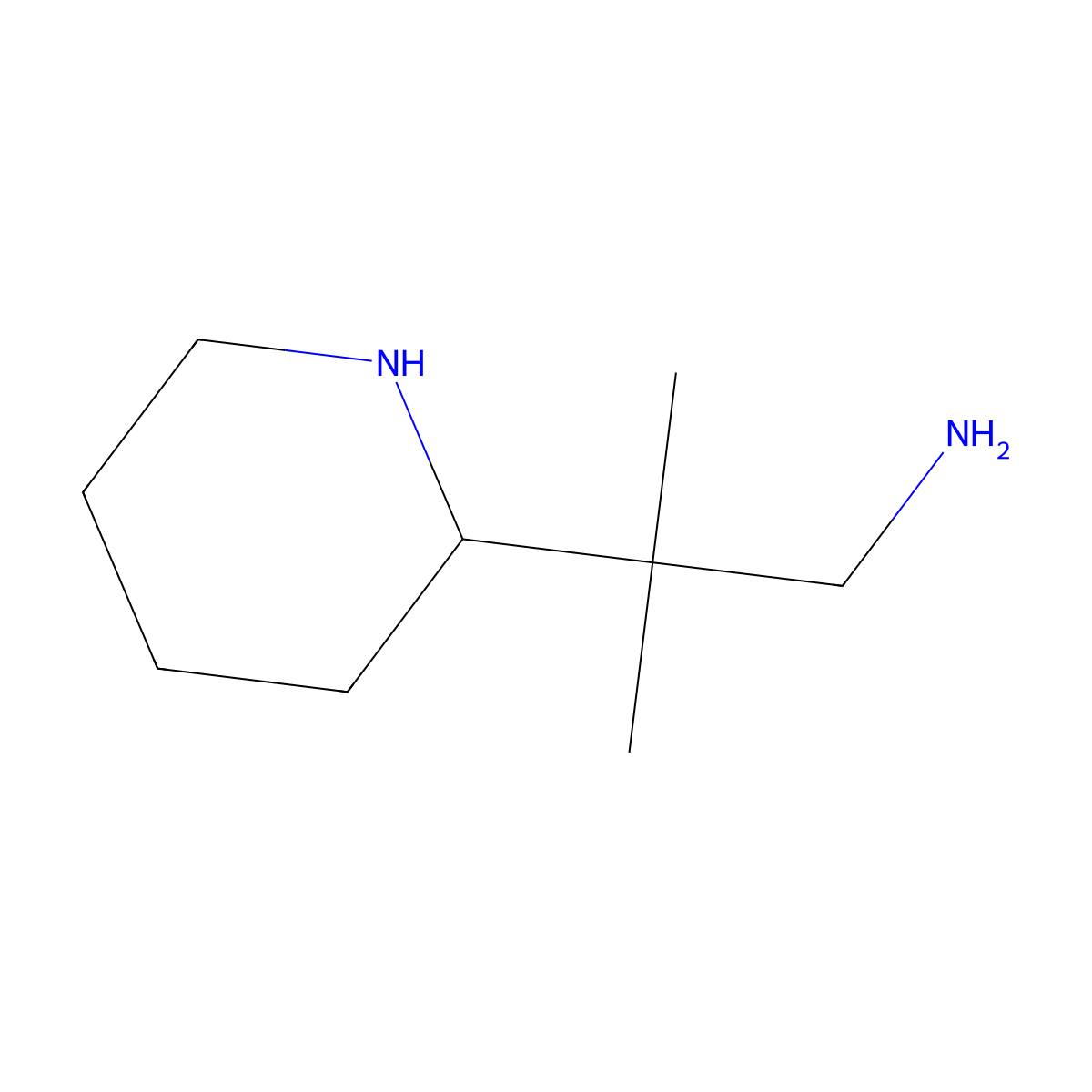 2-Methyl-2-(piperidin-2-yl)propan-1-amine molecular structure, CAS 171351-35-2