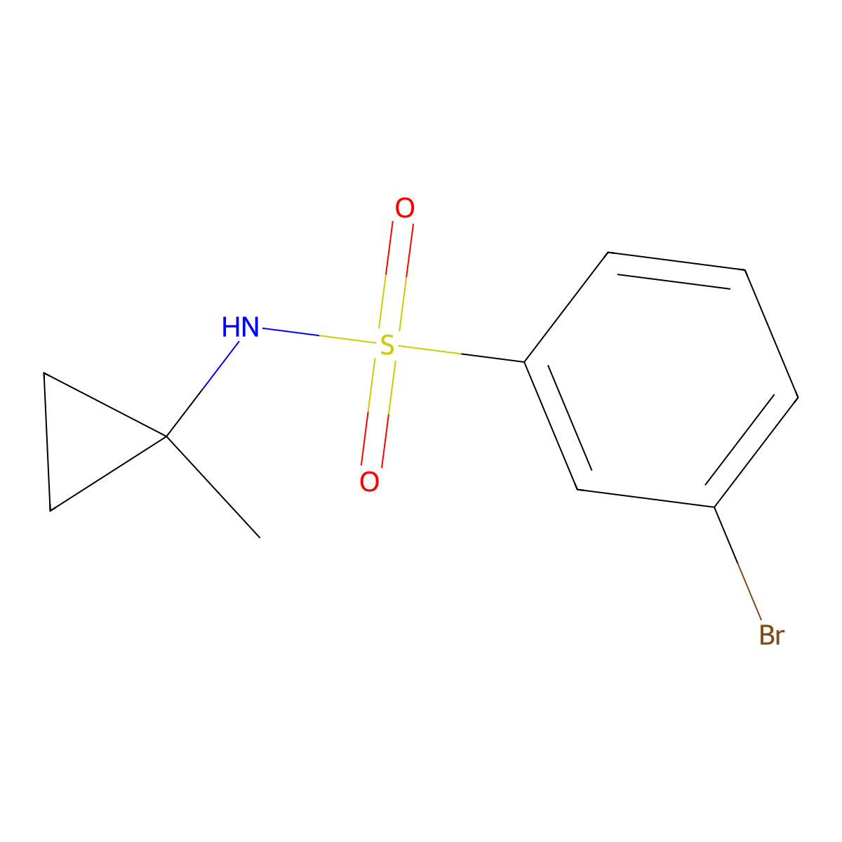3-bromo-N-(1-methylcyclopropyl)benzene-1-sulfonamide molecular structure, CAS 1713529-74-8